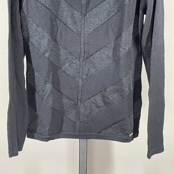 NEW Calvin Klein Sweater Womens Medium black knit chevron preppy casual - Picture 3 of 10